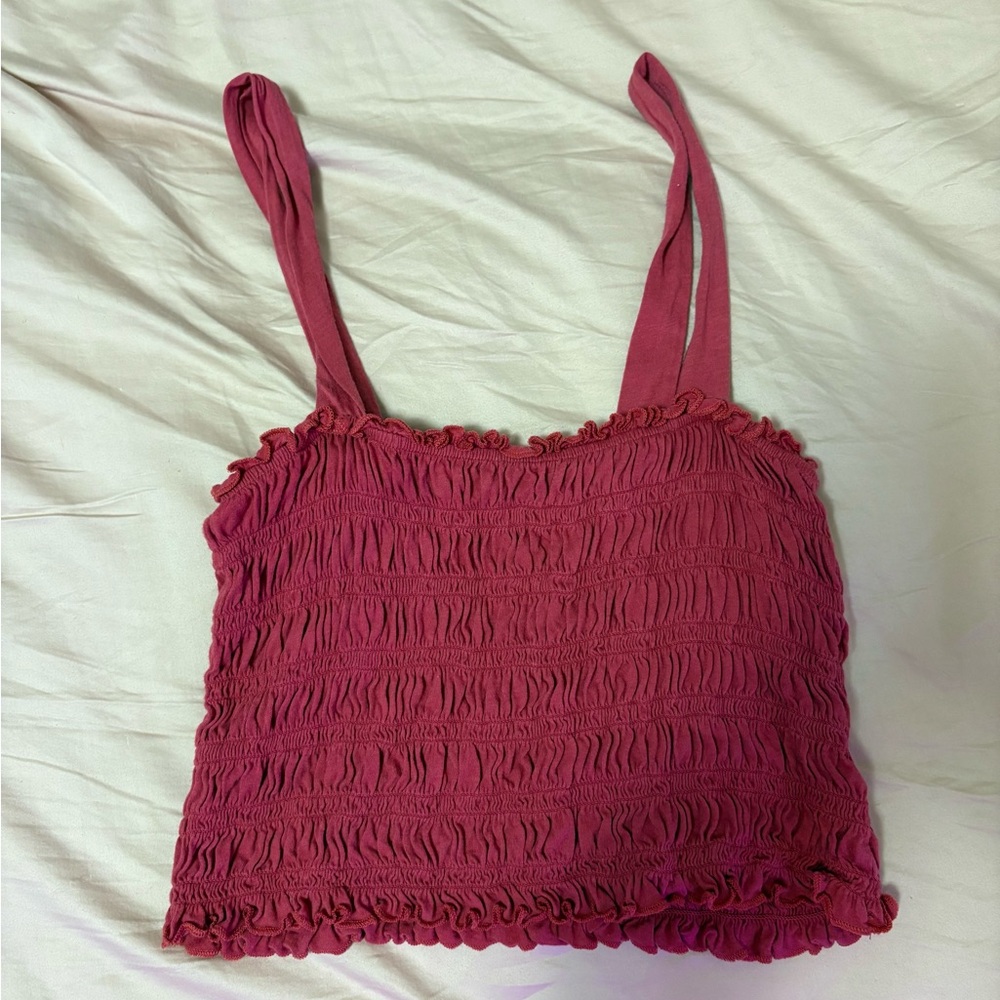 American Eagle Outfitters Mauve Smocked Tank Top